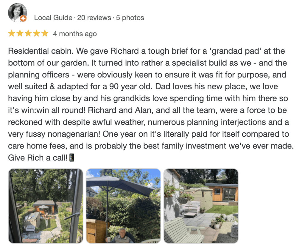 5-star Google review from a verified customer