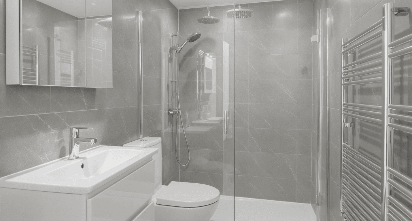 Modern bathroom with walk-in shower