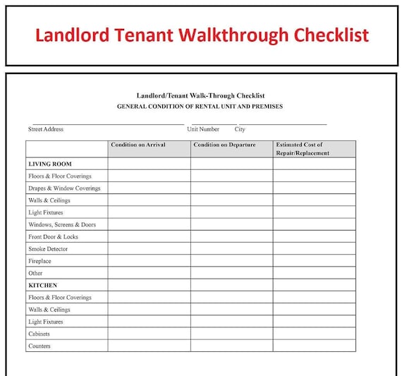 Checklist for assessing granny annexe rental condition.