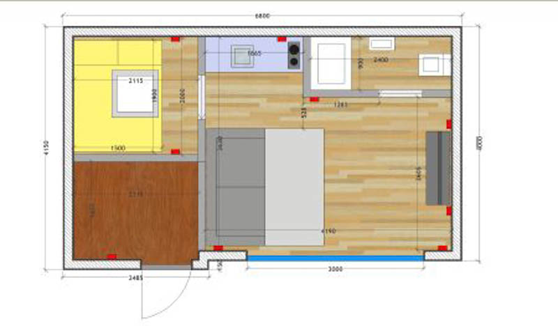Floor plan of a compact, well-equipped granny annexe.