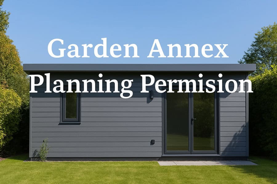 Modern granny annexe in garden, potential rental space.